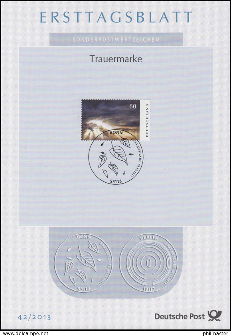 ETB 42/2013 Trauermarke, Wolkenhimmel - 2011-…