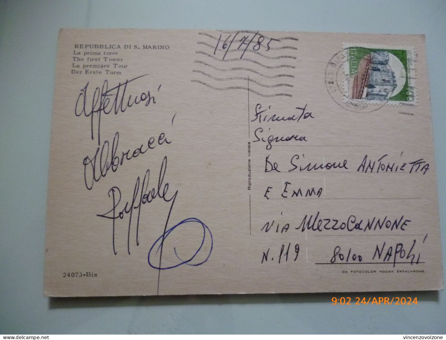 Cartolina Viaggiata "REPUBBLICA DI S. MARINO La Rocca" 1966 - San Marino