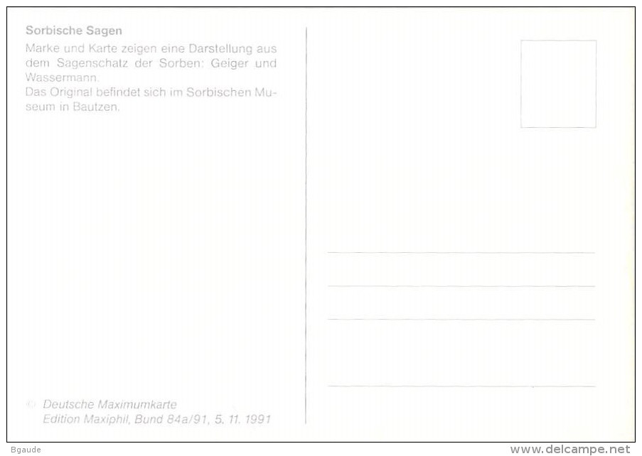 ALLEMAGNE BUnD CARTE MAXIMUM NUM-YVERT 1408 CONTES SORABE - Autres & Non Classés