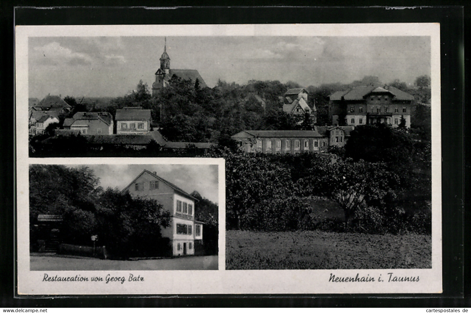 AK Neuenhain / Taunus, Restaurant Von Georg Batz, Teilansicht Mit Kirche  - Taunus