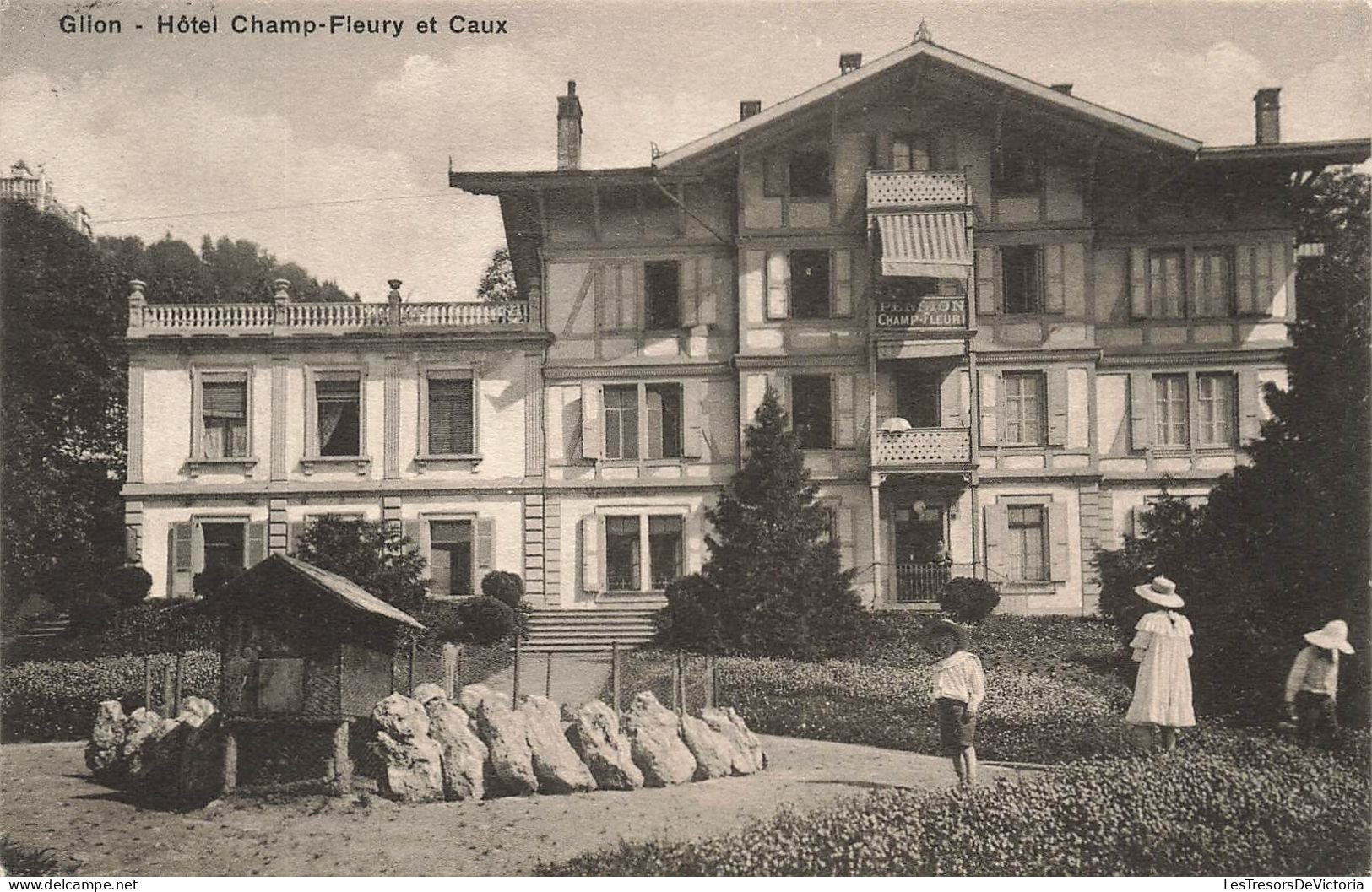 SUISSE - Glion - Hôtel Champ Fleury Et Caux - Vue Générale - Animé - Carte Postale Ancienne - Ilanz/Glion