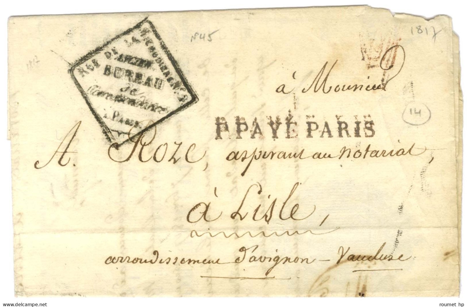 ANCIEN / BUREAU / DE / CORRESPONDANCE / A PARIS / RUE DE LA MICHODIERE N° 2 (S N° 9106) Sur Lettre Avec Texte Daté Du 2  - Non Classés