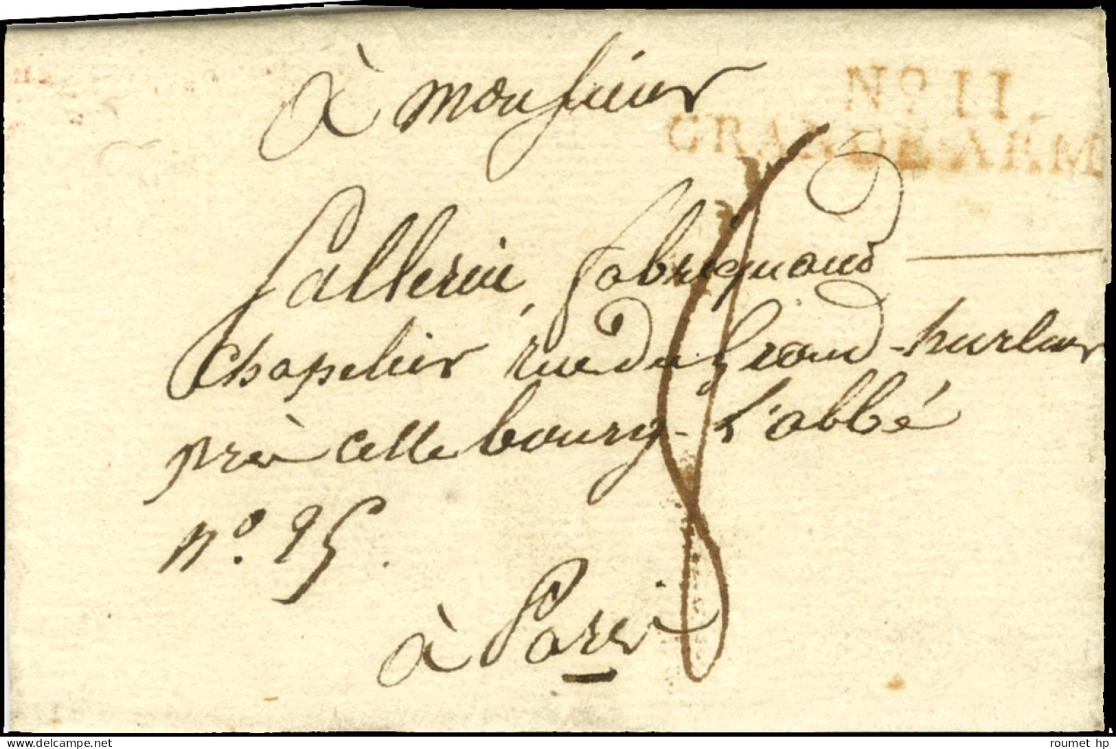 N° 11 / GRANDE ARMEE Rouge Sur Lettre Avec Très Bon Texte Daté De Ghloubakol Le 20 Juillet 1812 Pour Paris '' Nous Conti - Marques D'armée (avant 1900)