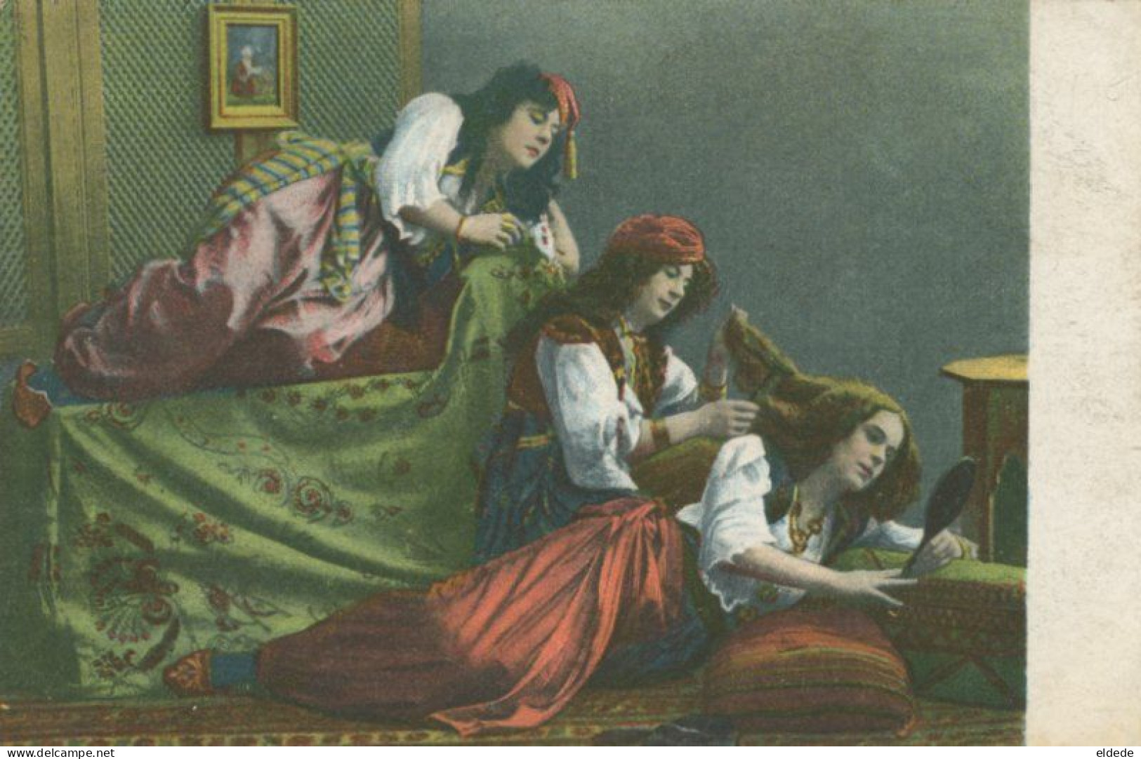 Girls Combing Each Other . Long Hair . Harem Turkey. Femmes Se Peignant Coiffure. - Europa