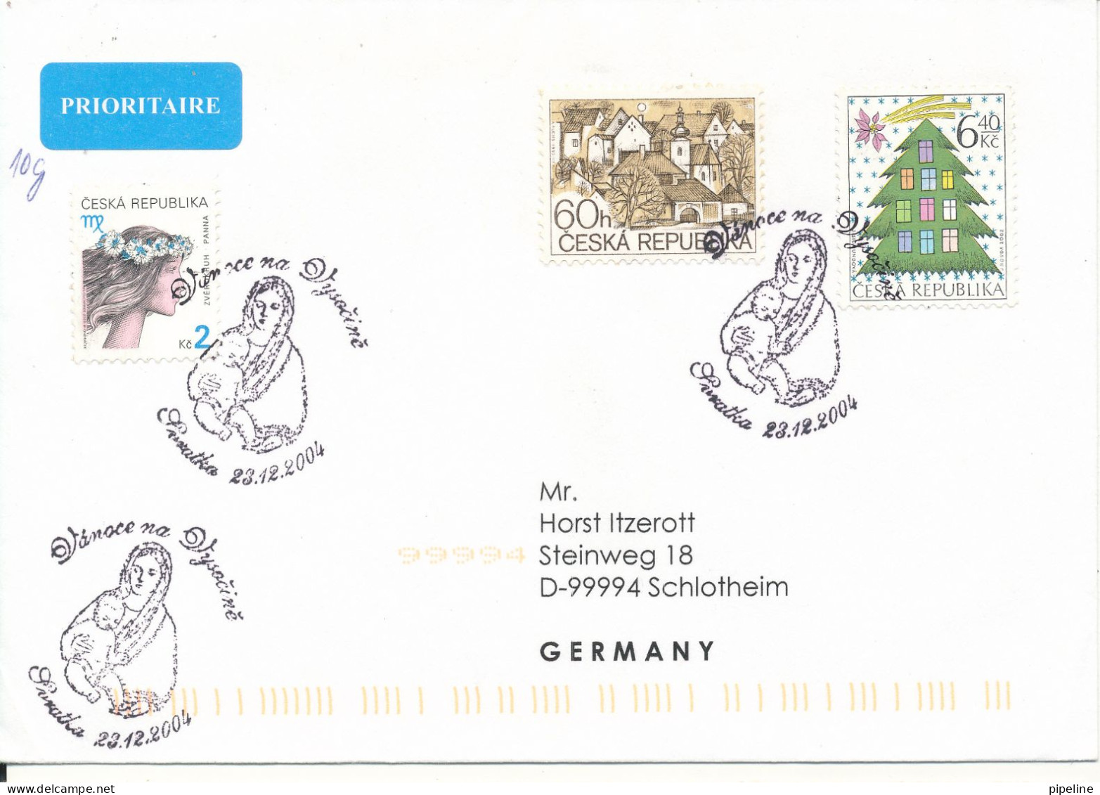 Czech Republic Cover Sent To Germany Brantka 23-12-2004 Special Postmarks - Briefe U. Dokumente