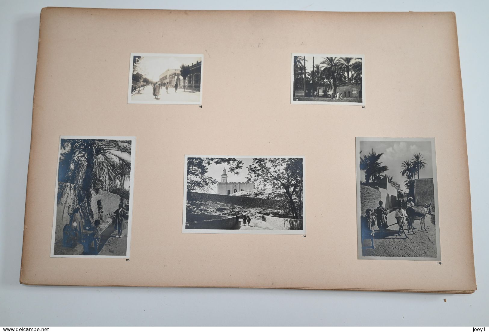 Carnet de voyage en Algérie 1932 Dessins gouaches Photos Cartes postales, présenté en Portfolio, planche format 50/32