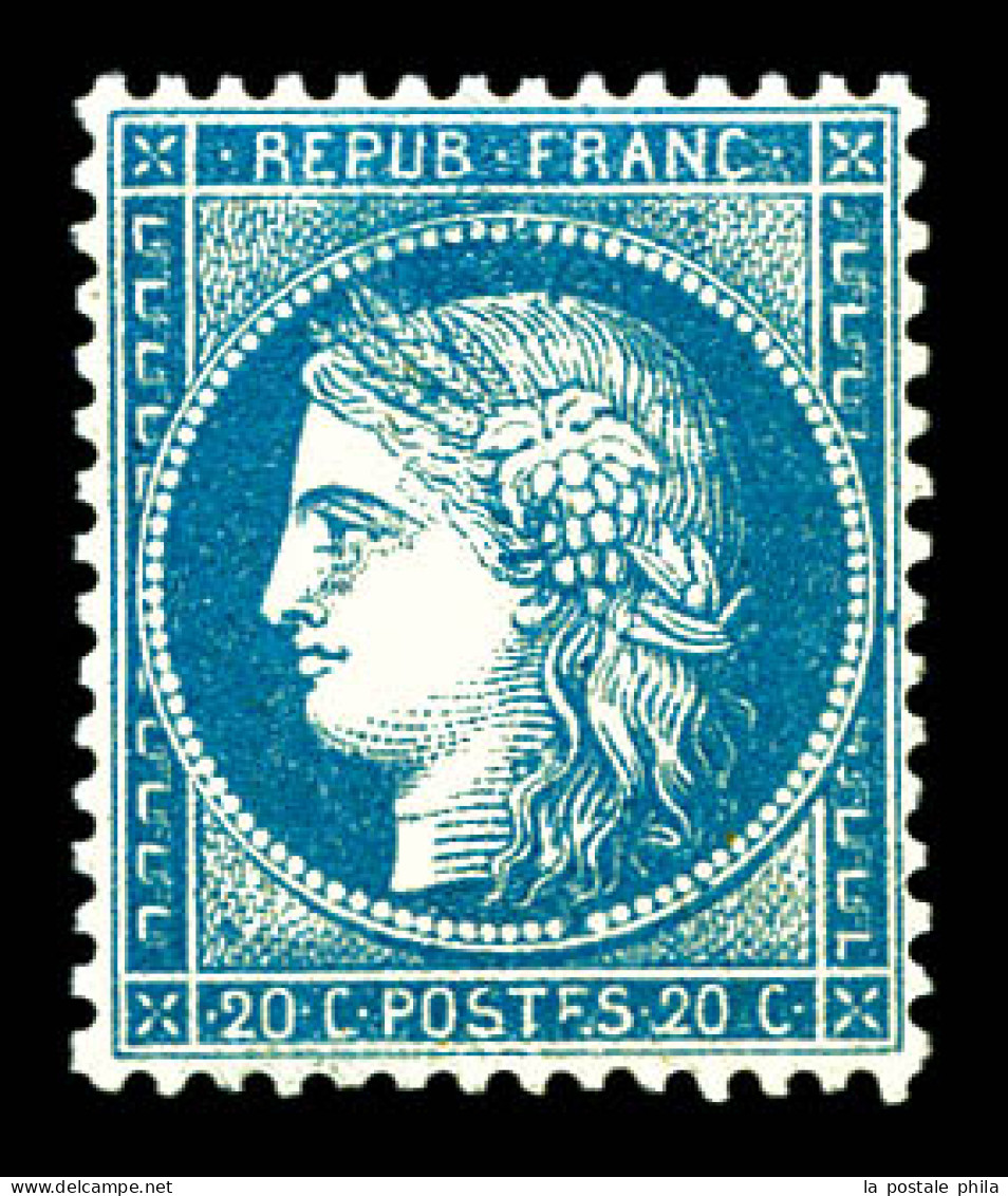 ** N°37, 20c Bleu, Très Bon Centrage, Fraîcheur Postale. SUP (certificat)  Qualité: ** - 1870 Belagerung Von Paris