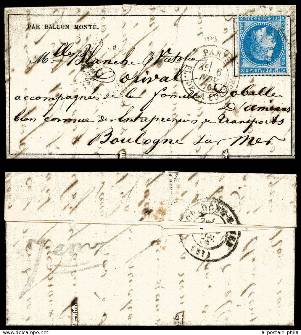 O LA GIRONDE', Gazette Des Absents N°5 Affranchie Avec 20c Lauré, Cad De La Bourse Du 6 Nov 70 Pour Boulogne Sur Mer, Ar - Krieg 1870