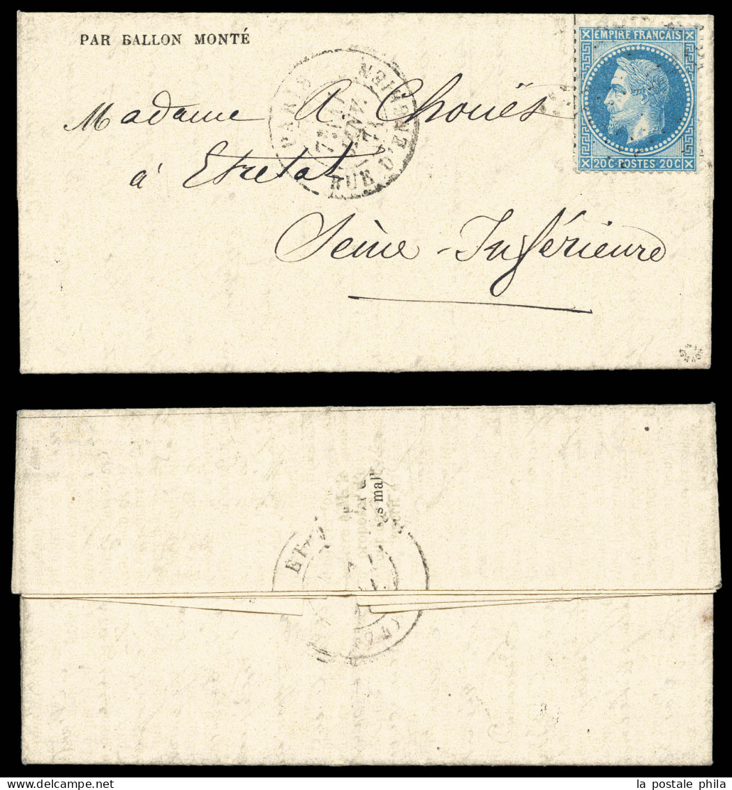 O LA POSTE DE PARIS', Gazette Des Absents N°28 Affranchie Avec 20c Lauré, Cad Du 17 Janv 71 Pour Etreta, Arrivée Le 21 J - Krieg 1870