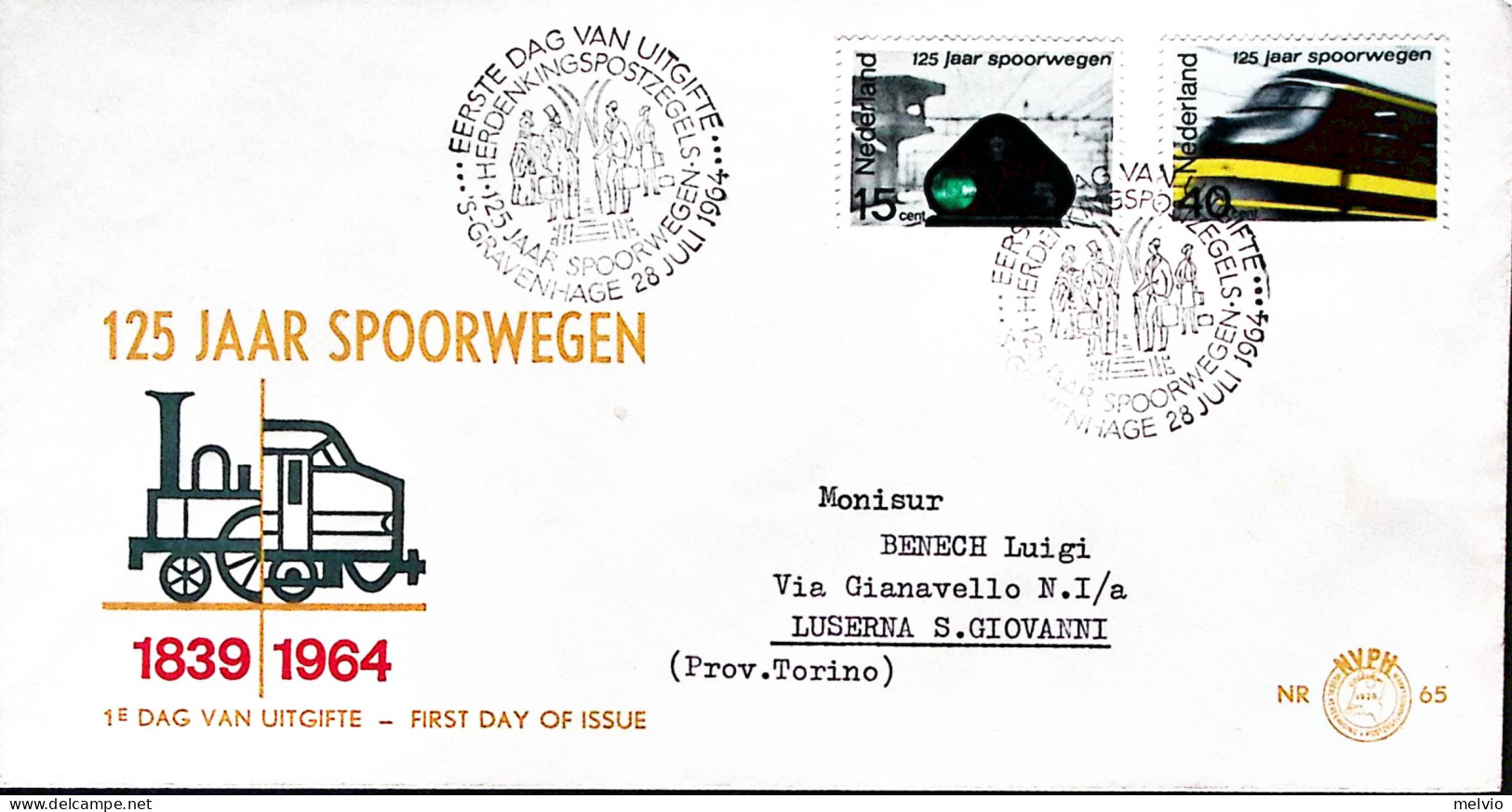 1964-OLANDA 125 Anniversario Ferrovia Fdc - FDC