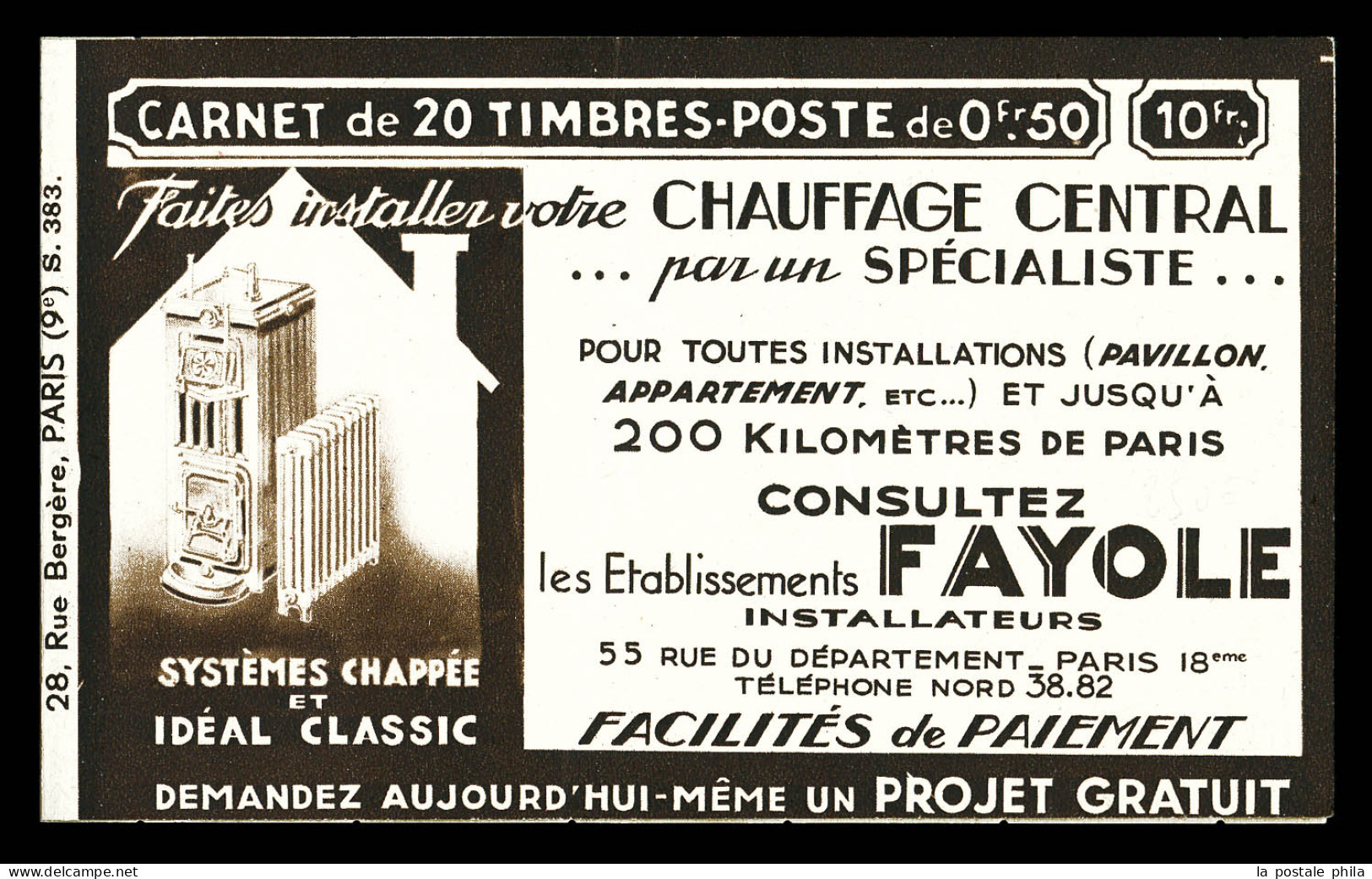 ** N°283-C56, Série 383-A, CHAUFFAGE FAYOLE Et EU. SUP. R.R.  Qualité: ** - Alte : 1906-1965