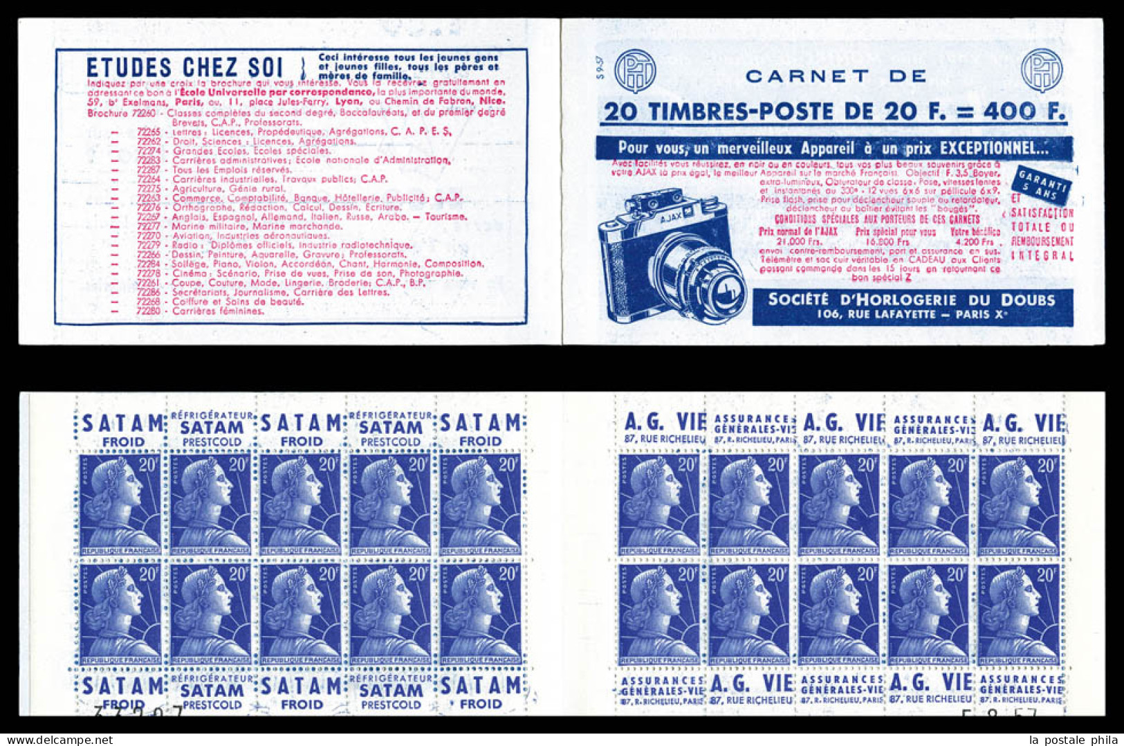 ** N°1011B-C39, Série 9-57, HORLOGERIE DU DOUBS Et EU, Daté Du 5.8.57. TB  Qualité: ** - Vecchi : 1906-1965