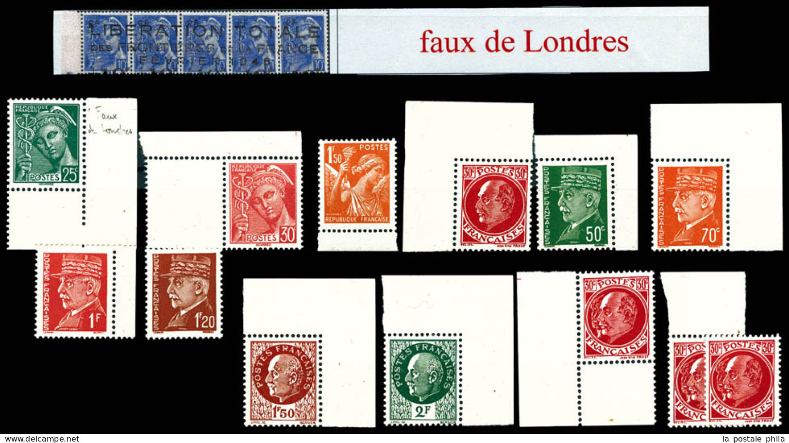 ** N°1/13, FAUX DE LONDRES, Série Complète (sauf 9) + N°13 X 3ex. TTB  Qualité: **  Cote: 858 Euros - Libération