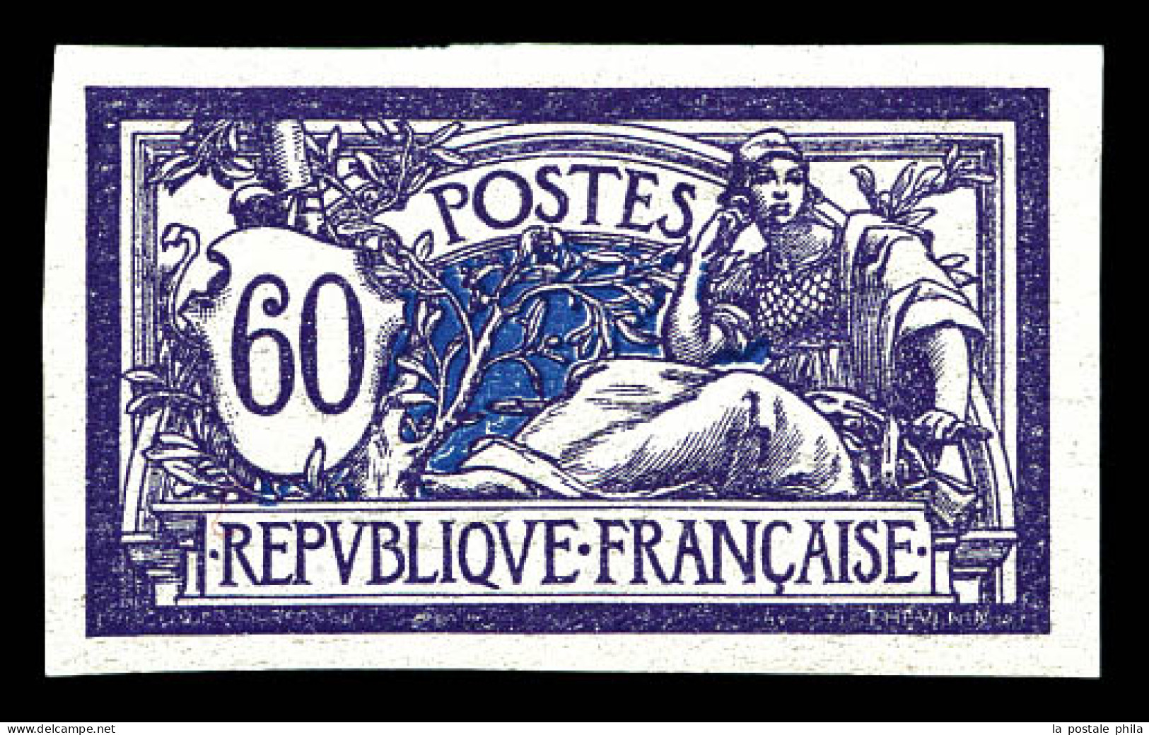 * N°144b, 60c Violet Et Bleu Non Dentelé, Grandes Marges. R.R. SUP (signé Calves/certificat)  Qualité: *  Cote: 1000 Eur - 1872-1920