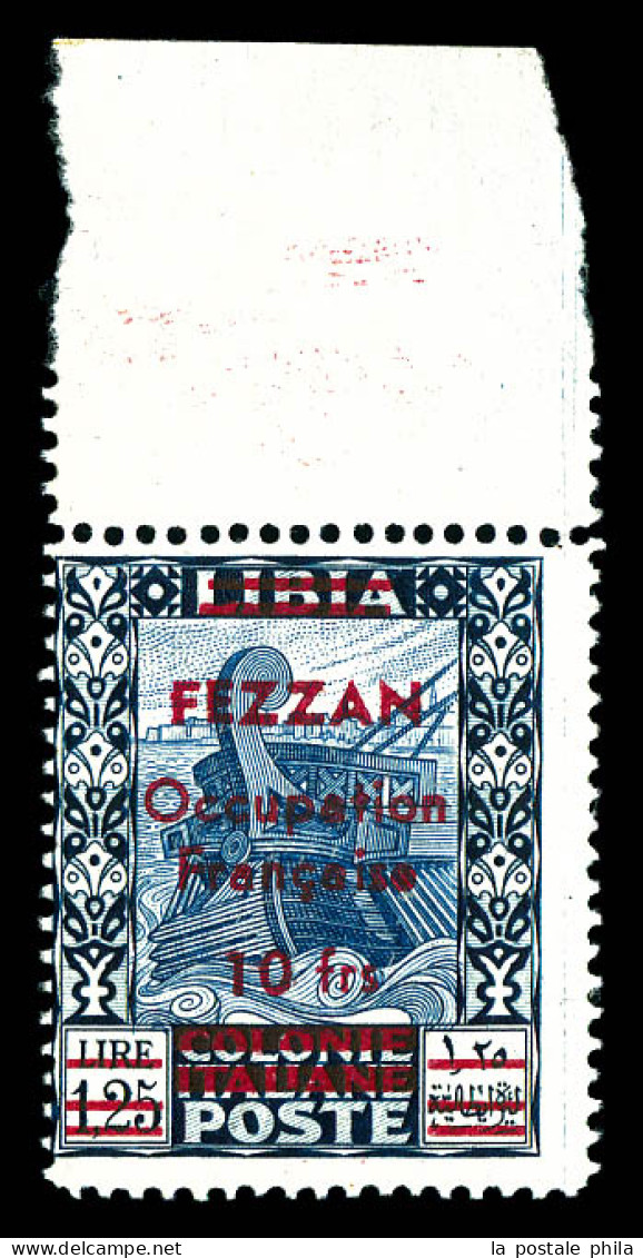 ** N°8, 10f Sur 1 L.25 Bleu-noir Et Outremer, Bord De Feuille. SUPERBE. R.R. (signé Brun/certificat)  Qualité: **  Cote: - Neufs