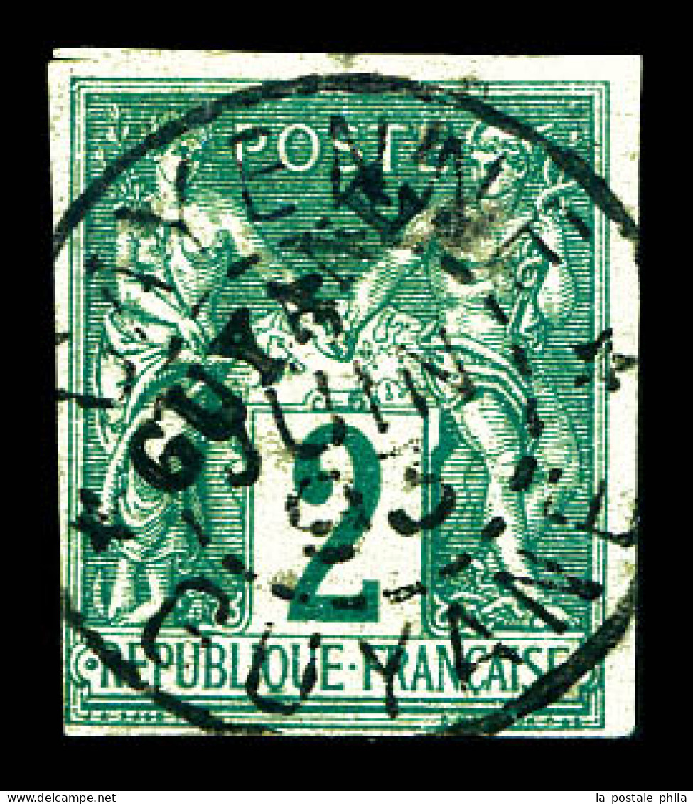 O N°11, 2c Vert Surchargé. SUP. R. (signé Calves/certificat)  Qualité: Oblitéré  Cote: 1200 Euros - Used Stamps