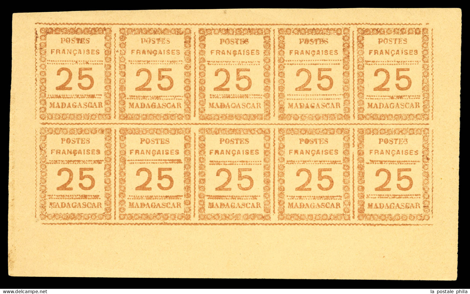 (*) N°11a, 25c Brun Sur Chamois En Feuillet De 10 Timbres, Jolie Pièce. TB (signé Calves/certificat)  Qualité: (*)  Cote - Unused Stamps