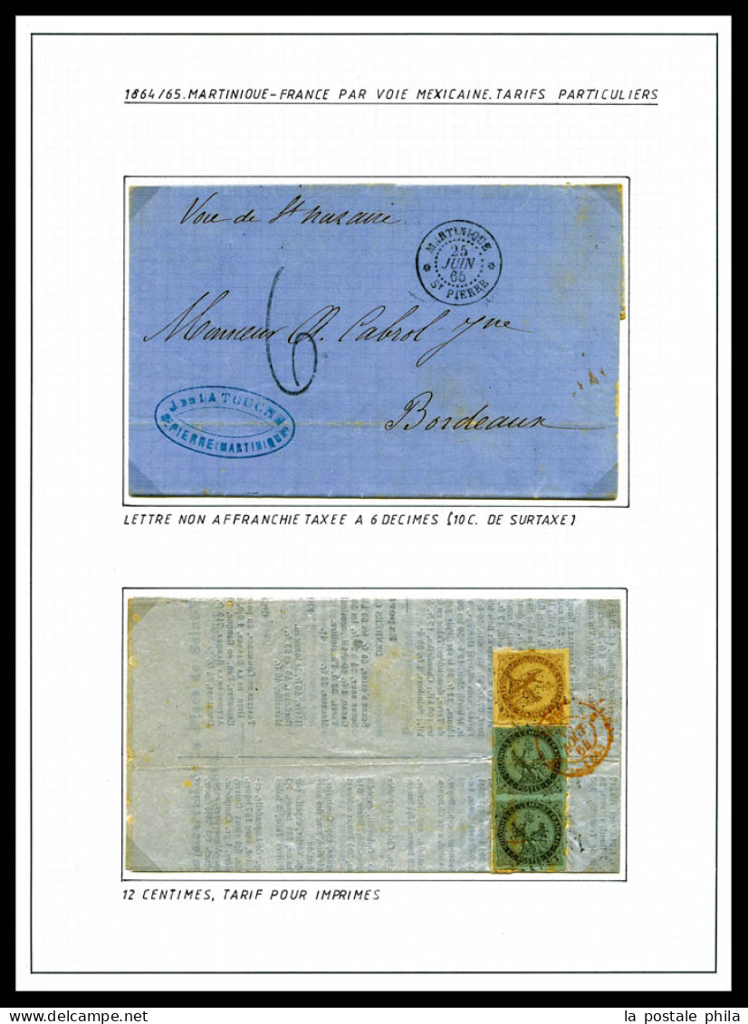 O Aigle 10c Bistre + 1c Olive En Paire, Tarif à 12 Centimes Pour Imprimés Et Lettre Non Affranchie De St Pierre Pour Bor - Lettres & Documents