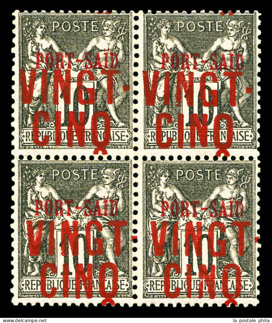 ** N°19B, VINGT-CINQ Sur 10c En Bloc De 4, SUP (certificat)  Qualité: **  Cote: 1520 Euros - Unused Stamps