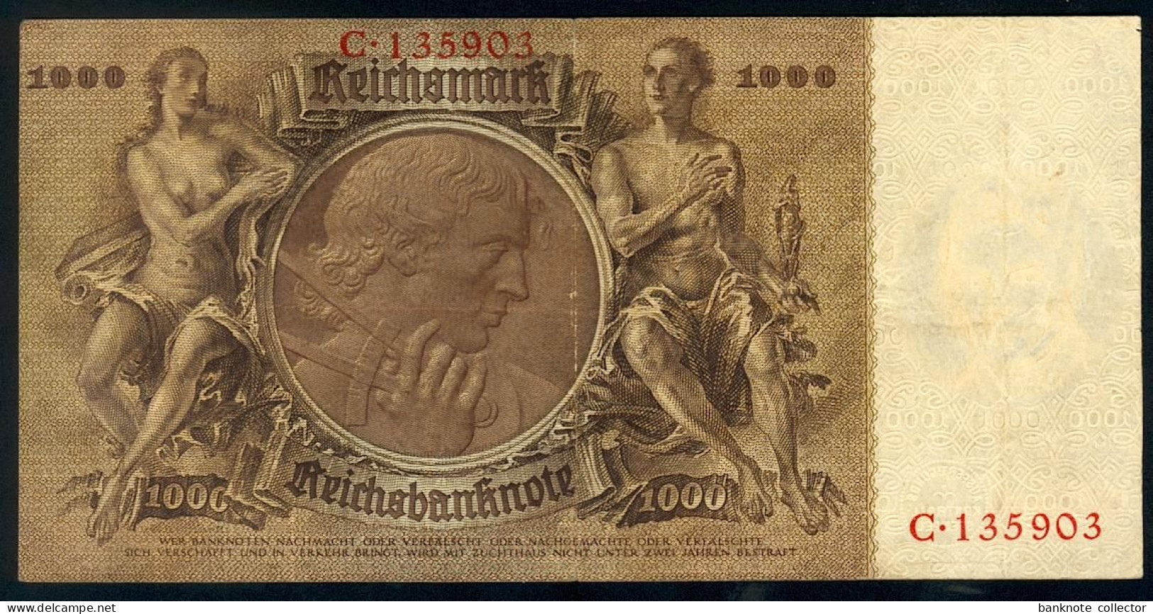 Deutschland, Germany - 1000 Reichsmark, Ro. 177 ( Serie E/C ) Sehr Selten 1936 - 1.000 Reichsmark