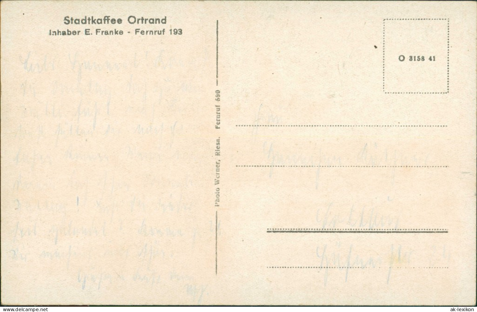 Ansichtskarte Ortrand Stadtcafe - Gaststube 1934 - Ortrand