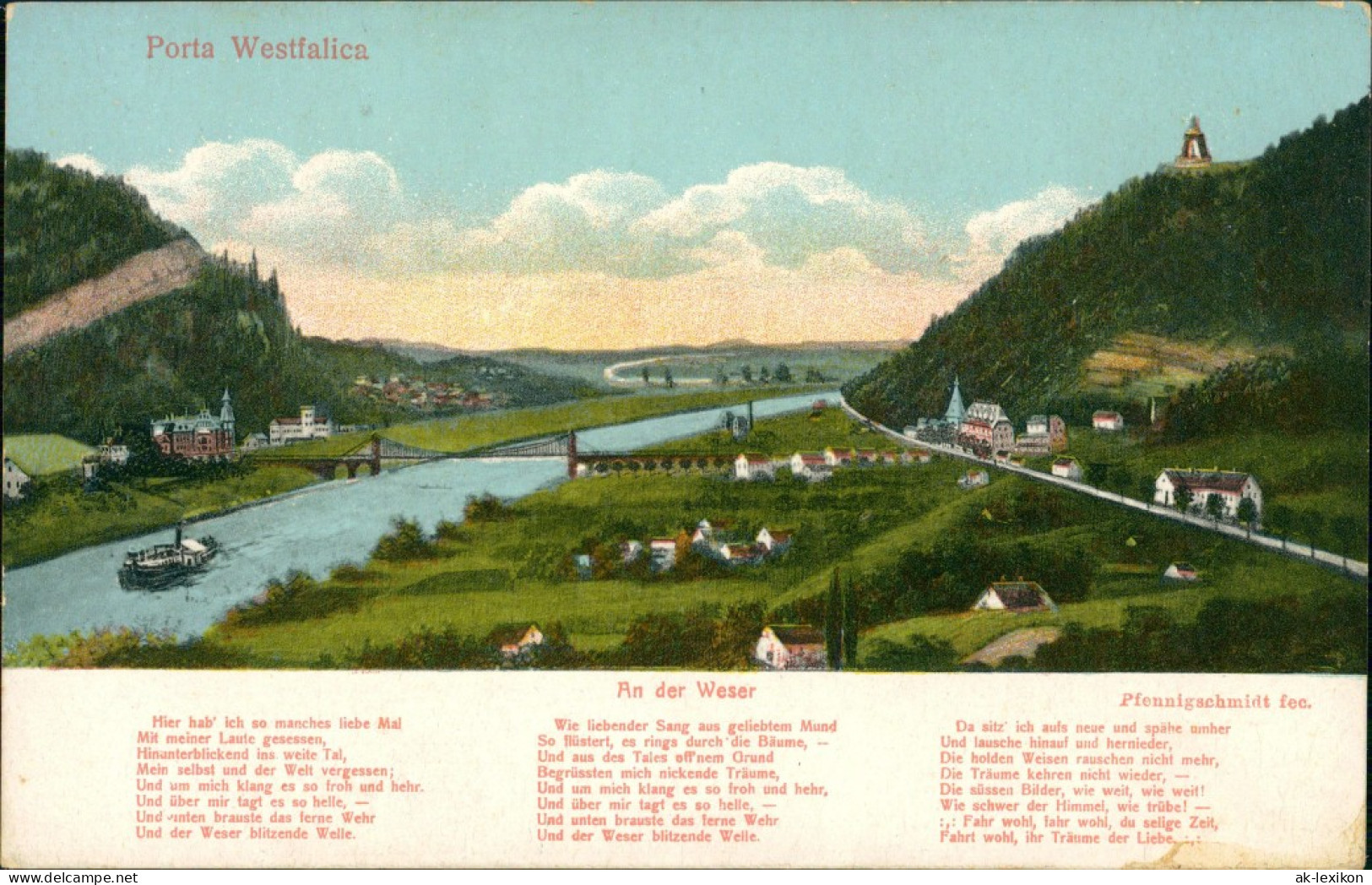 Ansichtskarte Porta Westfalica Weserpartie 1913 - Porta Westfalica