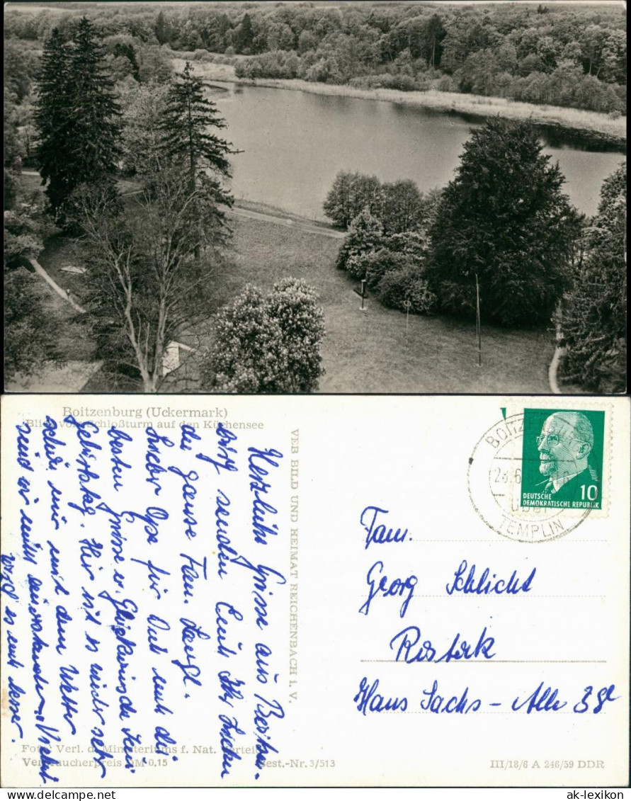 Boitzenburger Land Blick Vom Schloß Turm A.d. Küchensee DDR Postkarte 1962/1959 - Boitzenburg