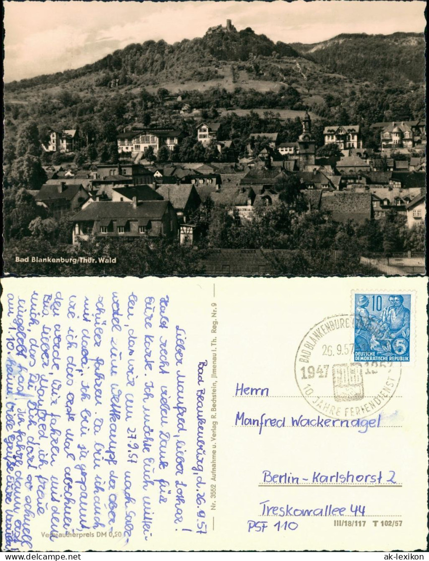 Bad Blankenburg Bad Blankenburg Panorama Mit Burg DDR Postkarte 1957 - Bad Blankenburg