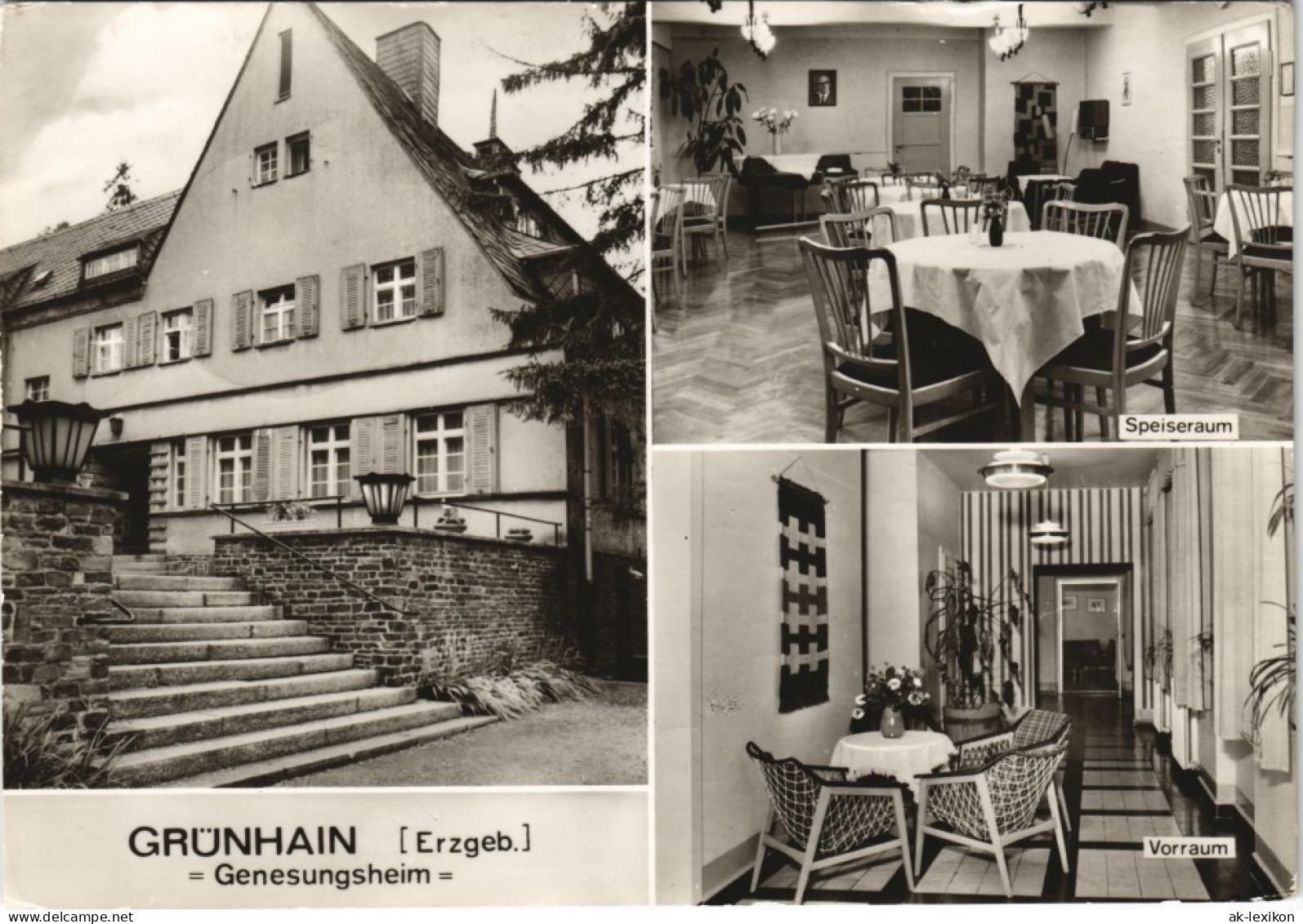 Grünhain-Beierfeld Genesungsheim Außen-/Innenansicht DDR Mehrbild-AK 1977 - Gruenhain