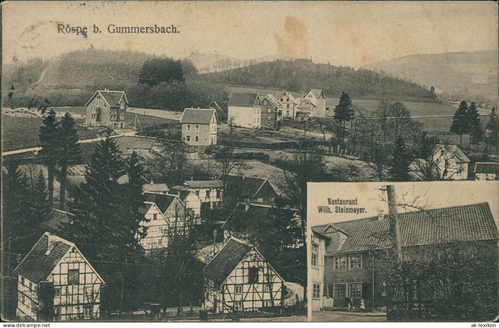Rospe-Gummersbach Stadt, Fachwerkhäuser, Restaurant Steinmeyer 1912 - Gummersbach