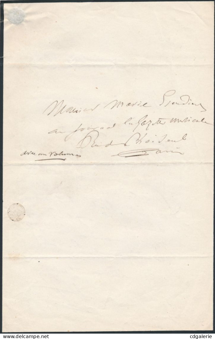 Auguste PANSERON Lettre Autographe Signée Ouvrage L’art De Moduler Au Violon - Cantanti E Musicisti