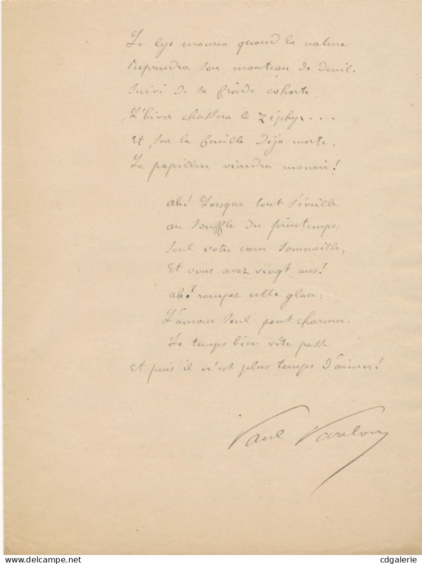 Paul PARELON Manuscrit Autographe Signé Parolier Hâtez-vous D’aimer - Cantantes Y Musicos