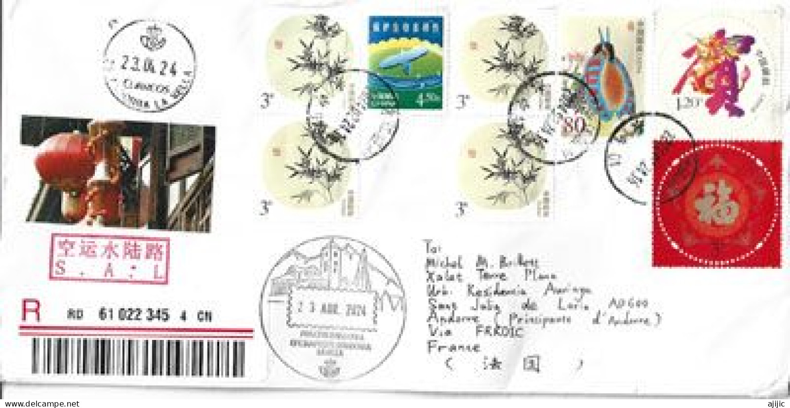 2024. Registered Philatelic Letter From China To Andorra (Principality) With Illustrated Arrival Postmarks - Brieven En Documenten