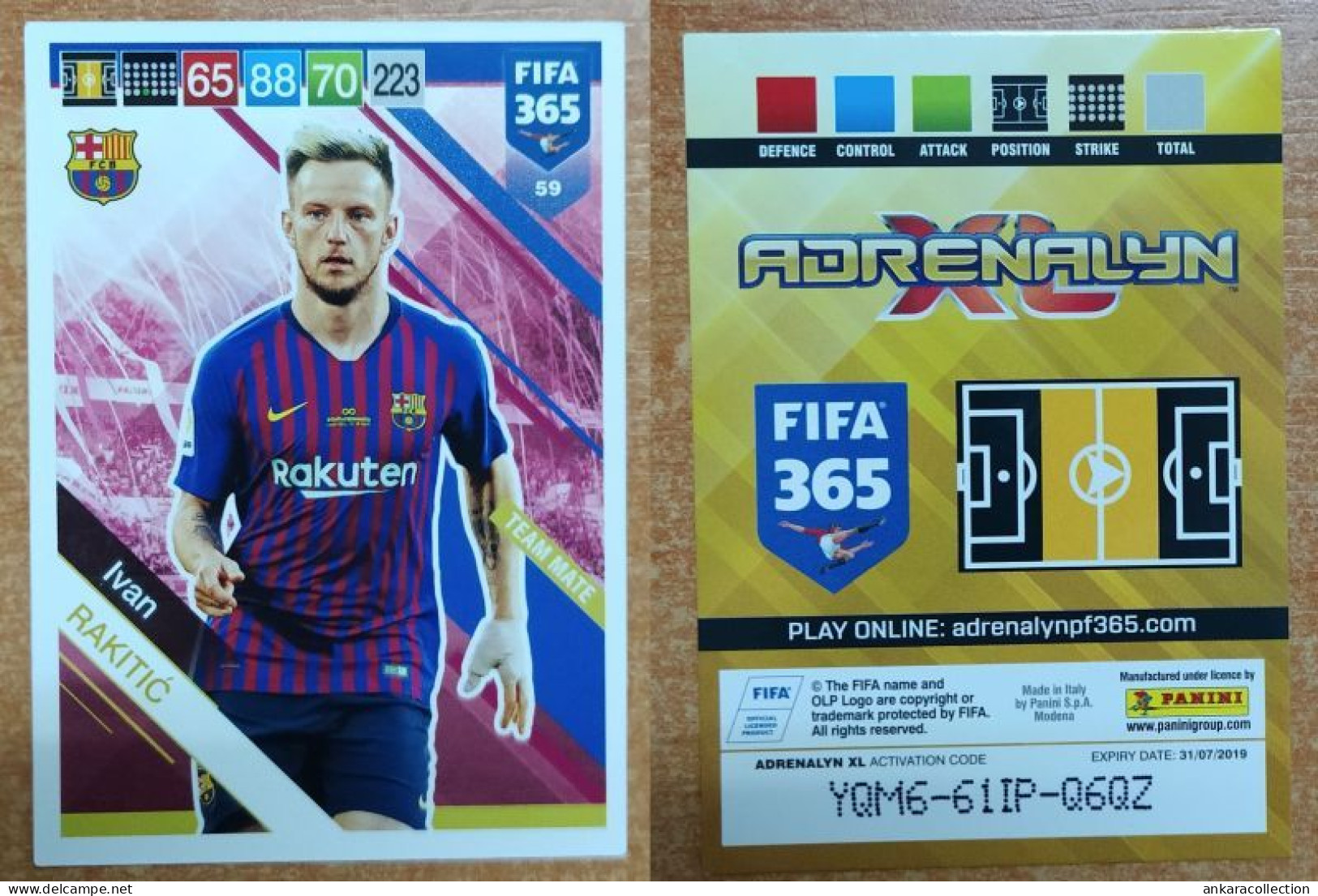 AC - 59 IVAN RAKITIC  BARCELONA  PANINI FIFA 365 2019 ADRENALYN TRADING CARD - Trading Cards