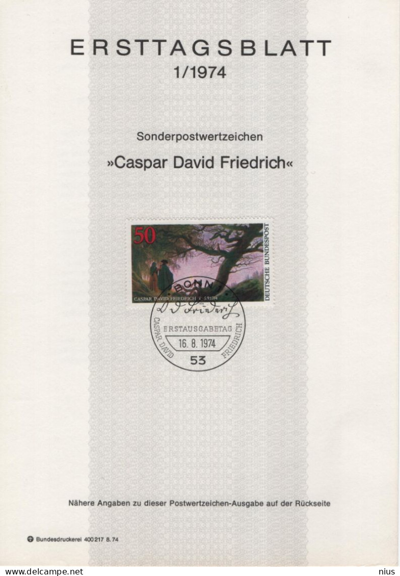Germany Deutschland 1974-01 Caspar David Friedrich, Painter Maler Artist, Canceled In Bonn - 1974-1980