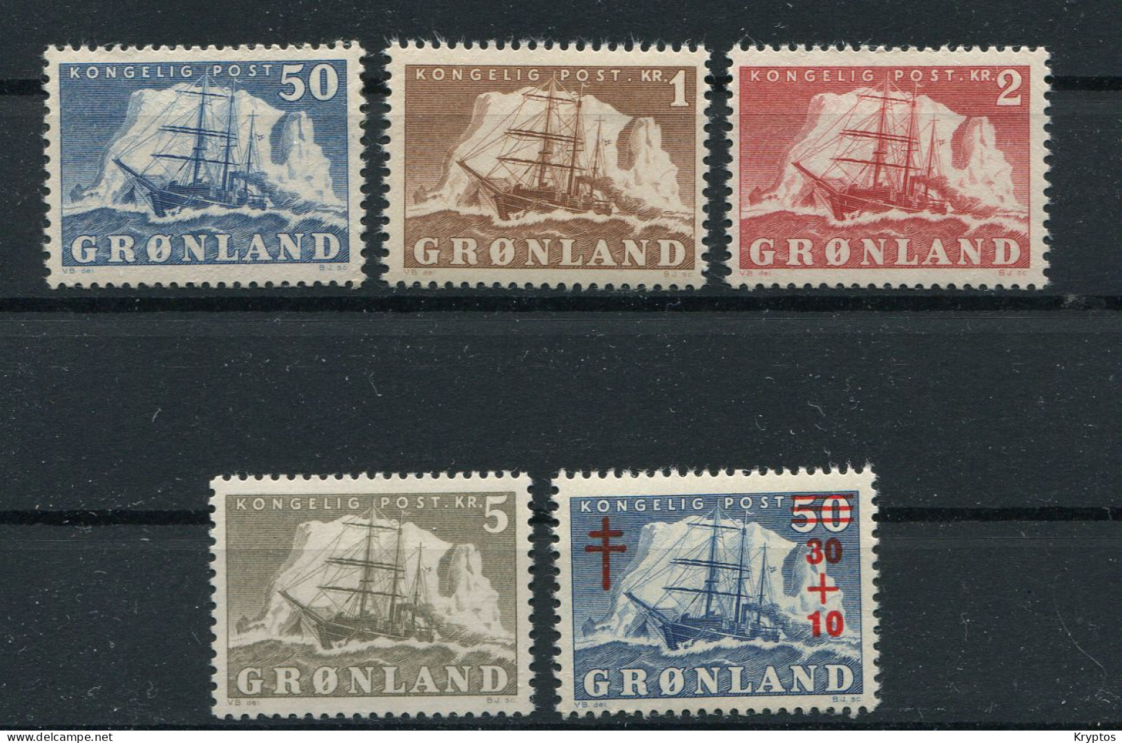 Greenland 1950-58. The Arctic Ocean Ship "Gustav Holm". Complete Set - MINT (NH)** - Unused Stamps