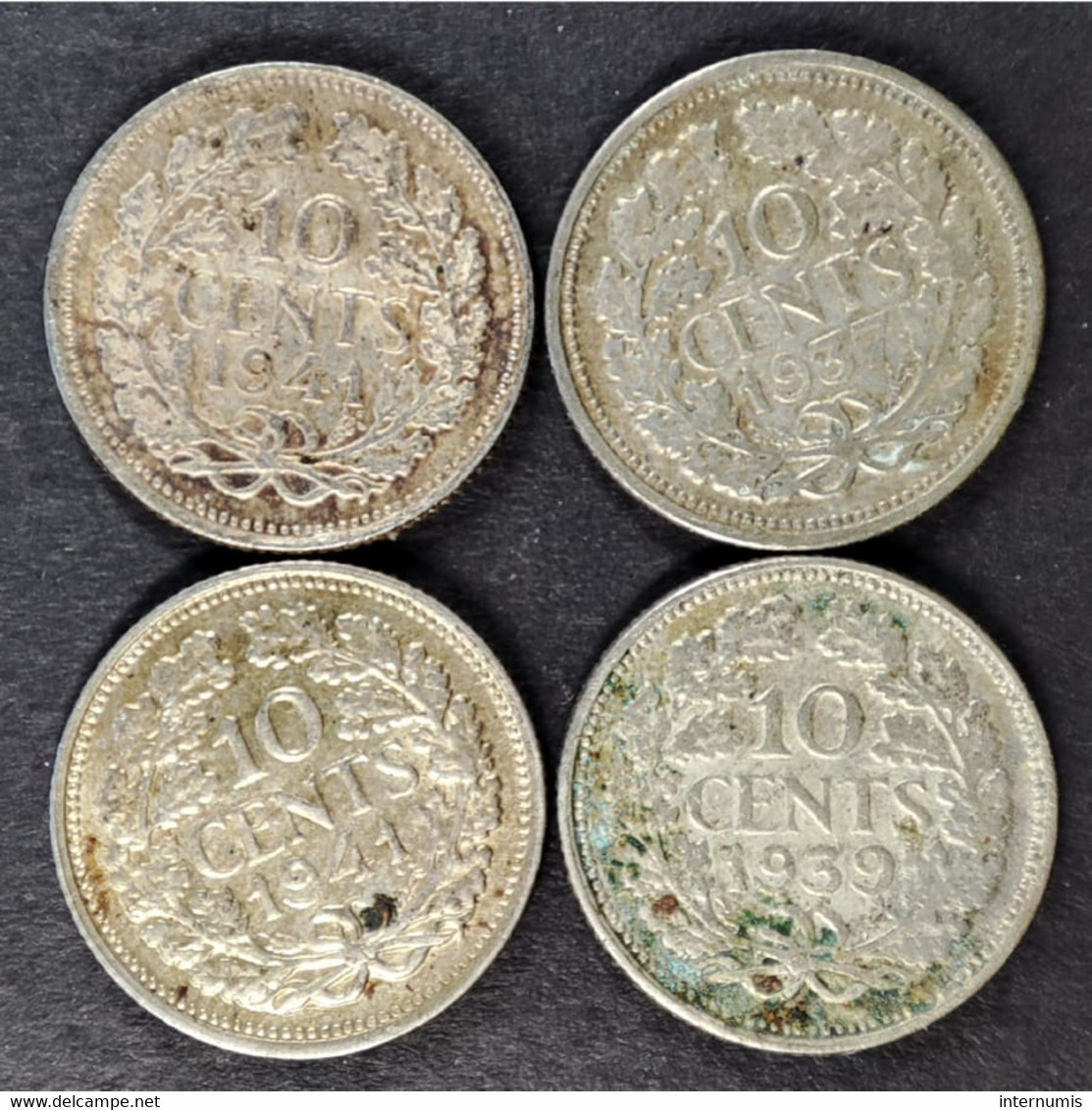 Pays Bas / Netherlands,  (Lot  4 X) 10 Cents, Wilhelmina, Argent (Silver), KM#1634 - 10 Cent