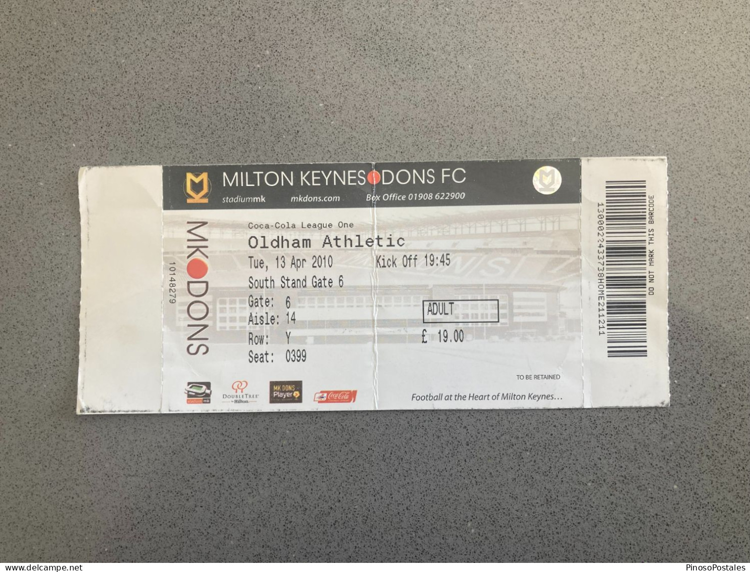 Milton Keynes Dons V Oldham Athletic 2009-10 Match Ticket - Eintrittskarten