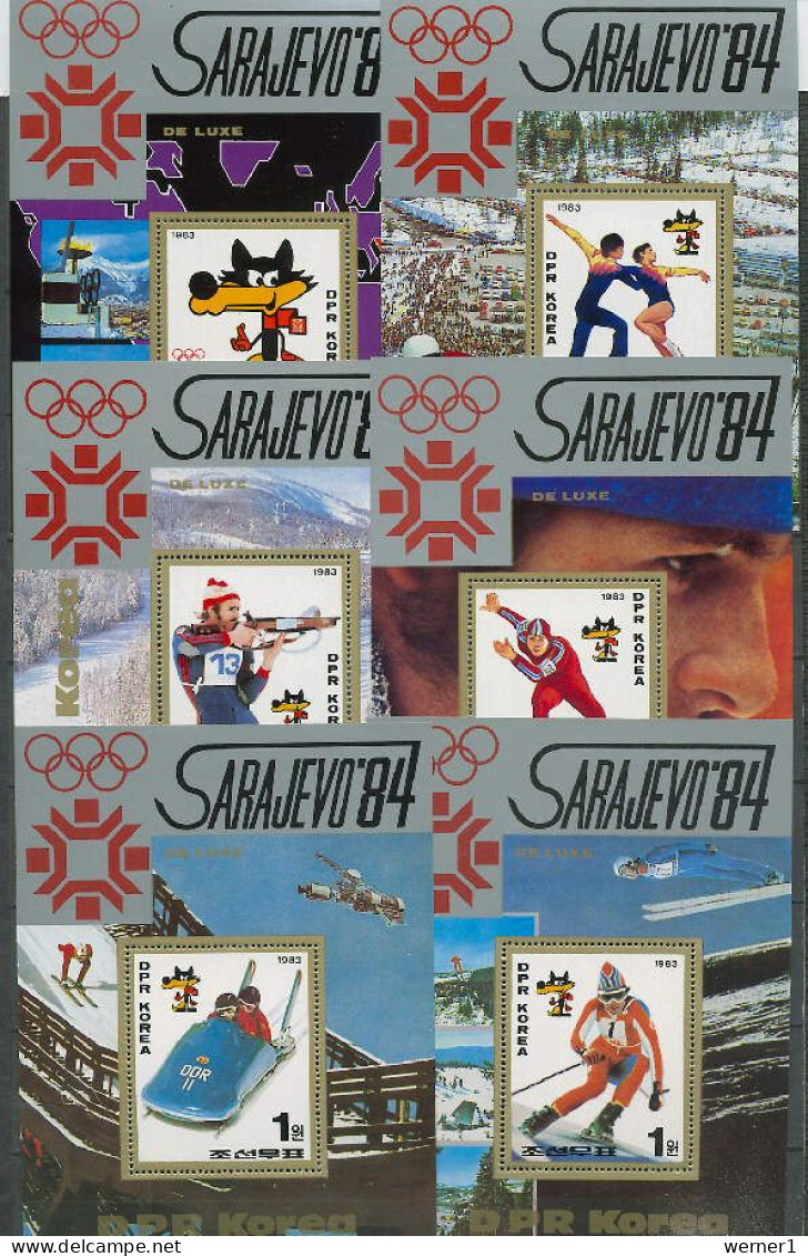 North Korea 1983 Olympic Games Sarajevo, Space Set Of 6 S/s MNH - Hiver 1984: Sarajevo