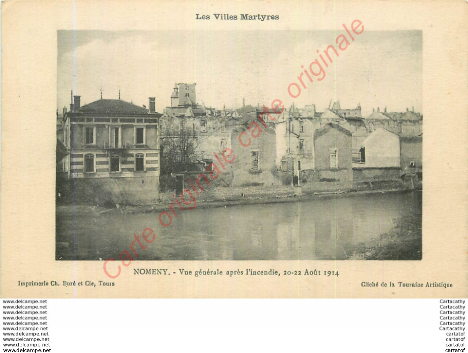 54.  NOMENY .  Vue Générale Après L'incendie 20-22 Aout 1914 . - Nomeny