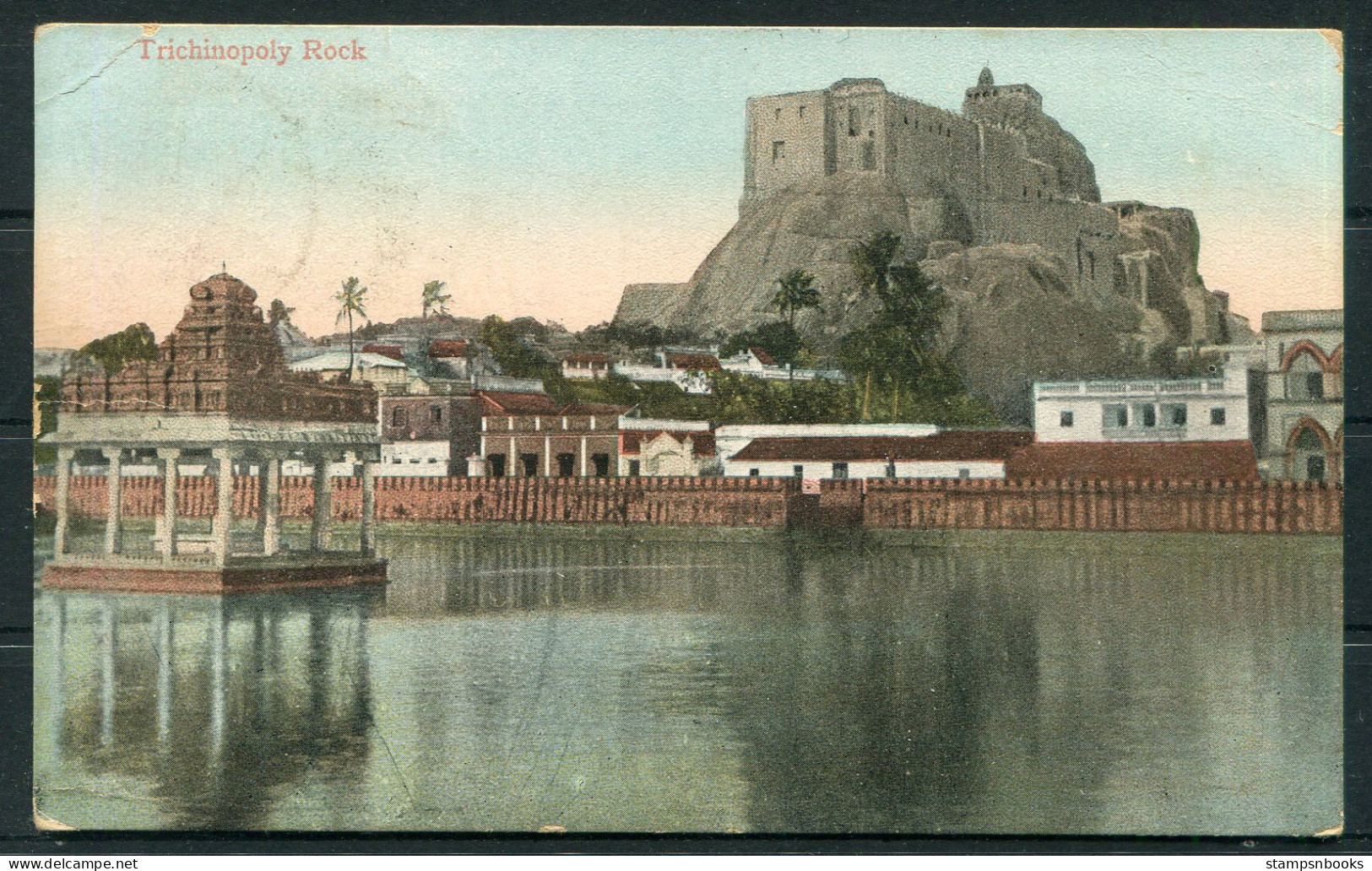1927 India Trichinopoly Rock Postcard - British Post Office Smyrna Via Bombay - Aden Sea Post Office - 1911-35 Roi Georges V