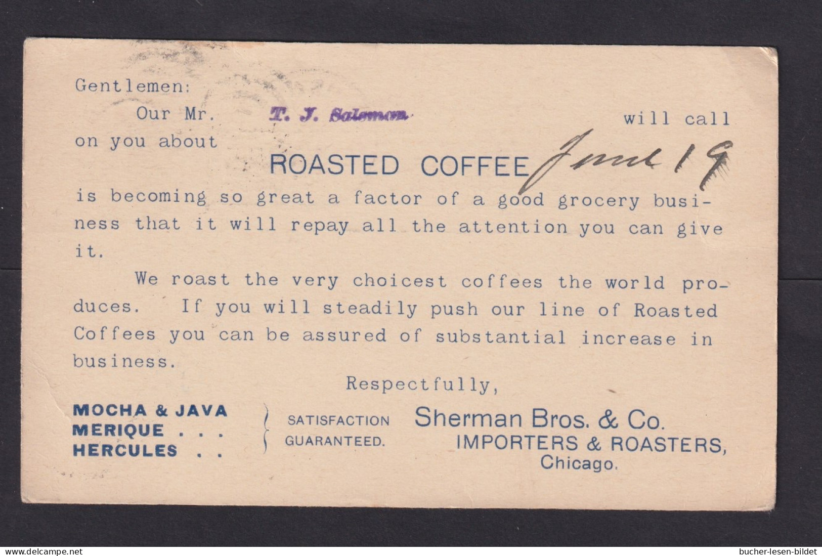 1893 - 1 C. Ganzsache Mit Vordruck "..Toasted Coffee..." Ab Wausau - Autres & Non Classés