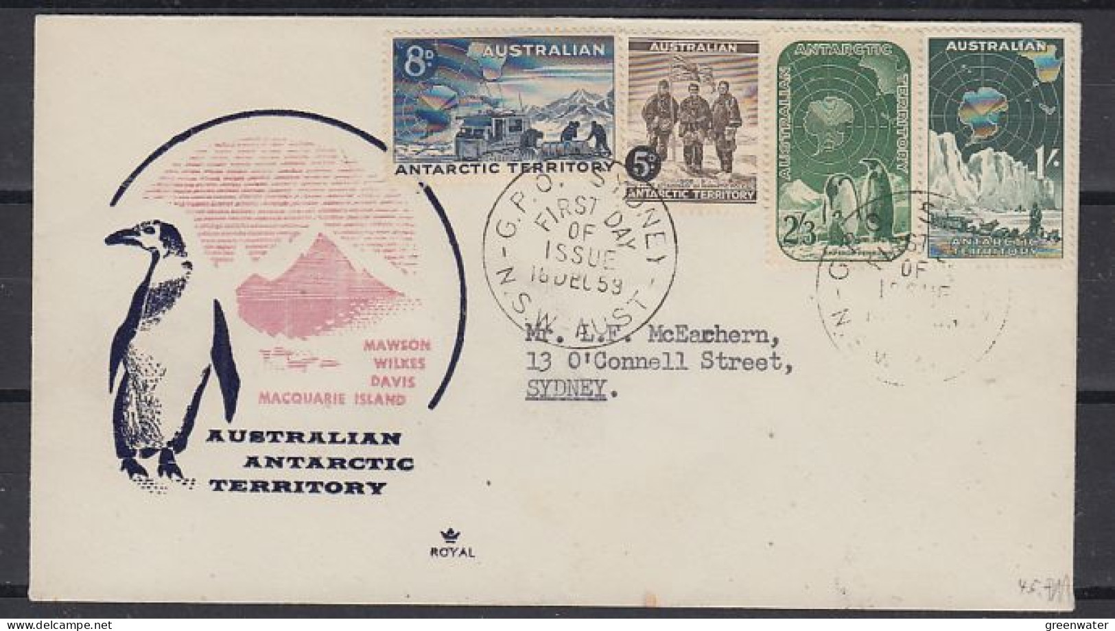 AAT 1959 Definitives 4v FDC Ca 16 DEC 1959 (59628) - FDC