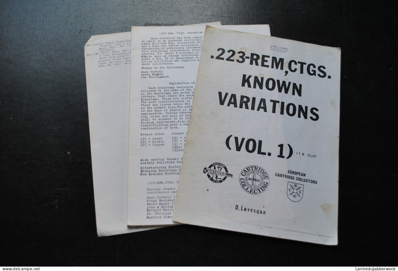 LEVESQUE .223-REM CTGS. KNOWN VARIATIONS (Vol 1) European Cartridge Collectors - Douilles Calibres Arme FN - English