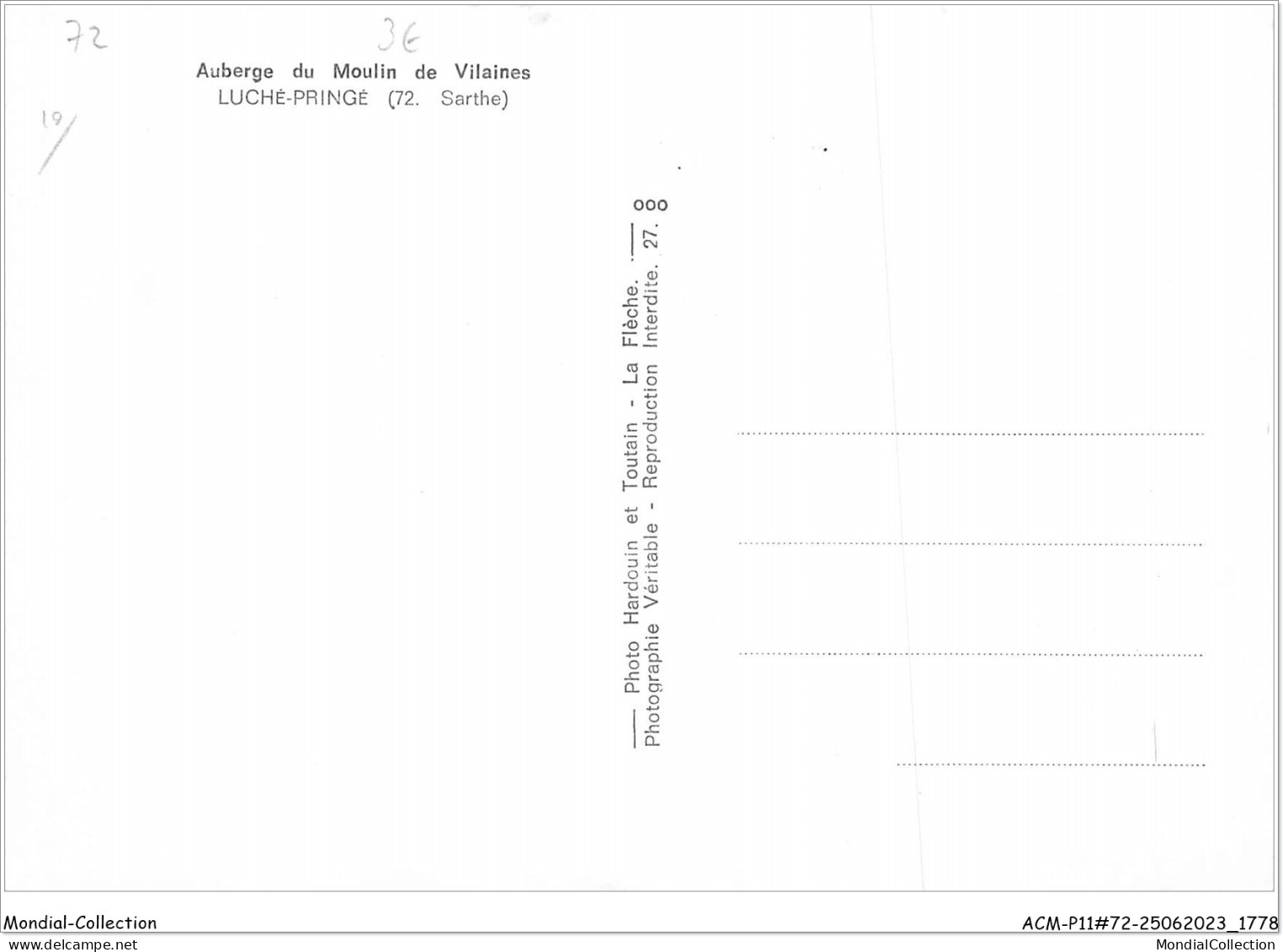 ACMP11-72-0956 - LUCHE-PRINGE  AUBERGE MOULIN DE VILAINES - Luche Pringe