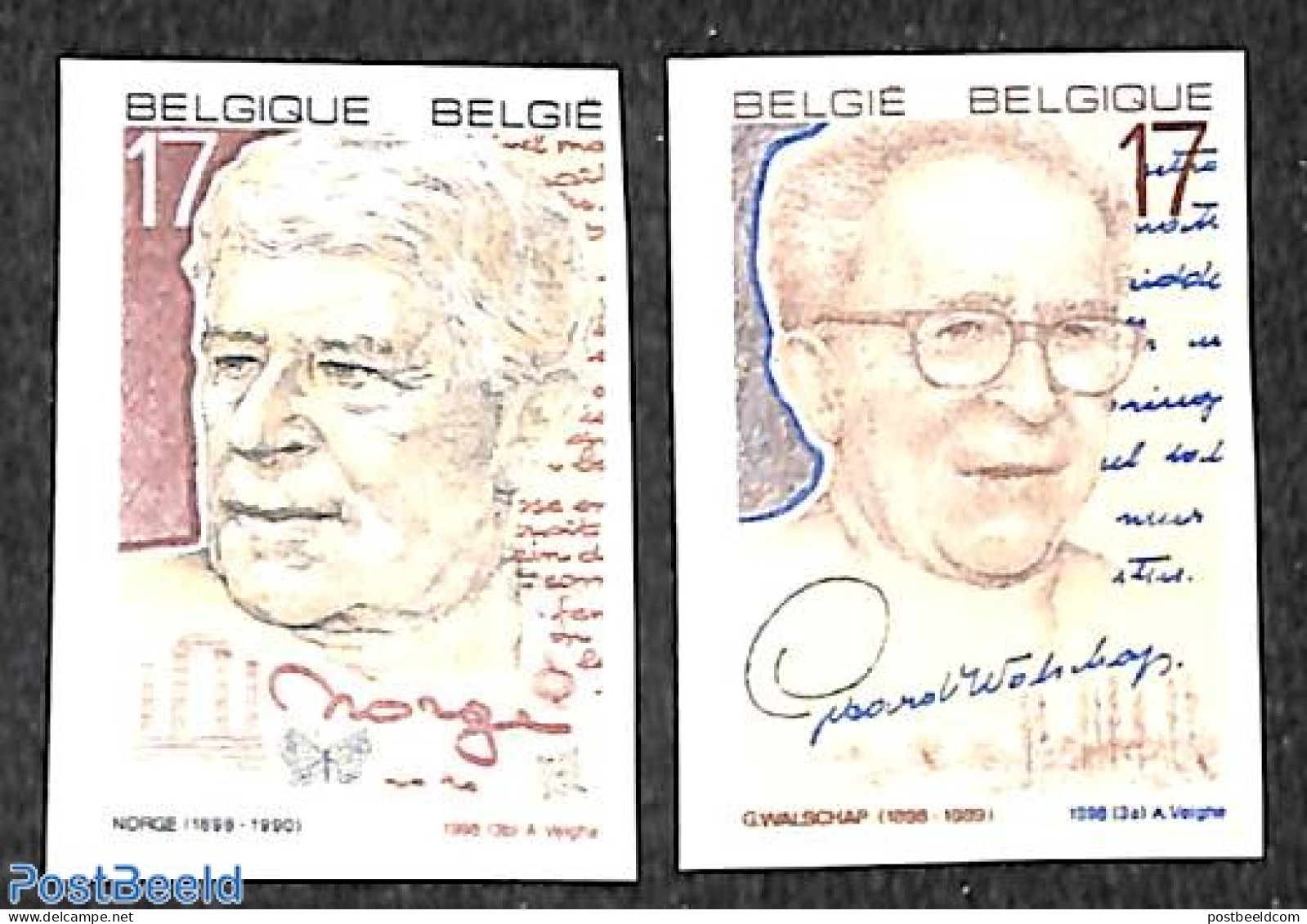 Belgium 1998 Literature 2v, Imperforated, Mint NH, Art - Authors - Nuovi