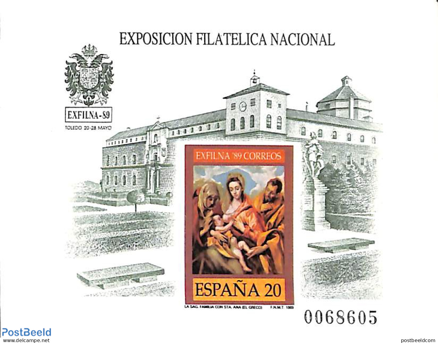 Spain 1989 Stamp Expo Toledo, Special Sheet (not Valid For Postage), Mint NH, Philately - Art - Paintings - Neufs