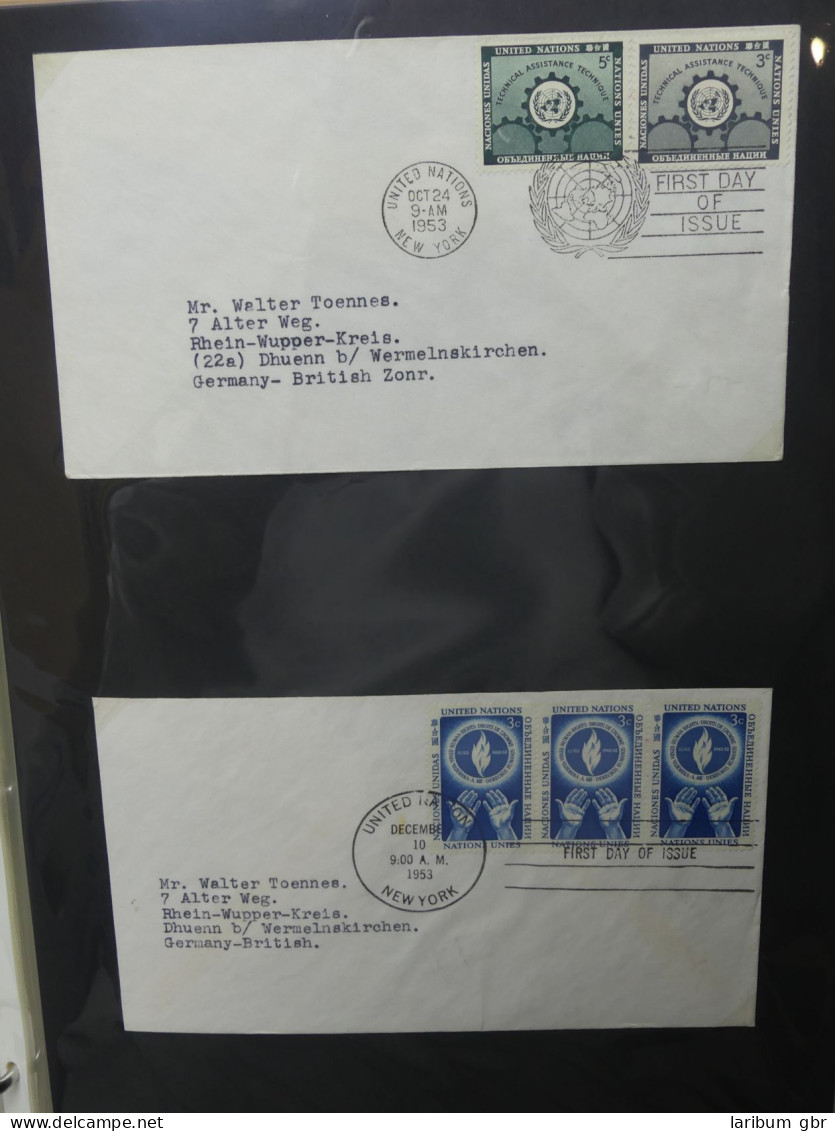 Vereinte Nationen New York FDCs ab 1951 besammelt im Ring Binder #LY662