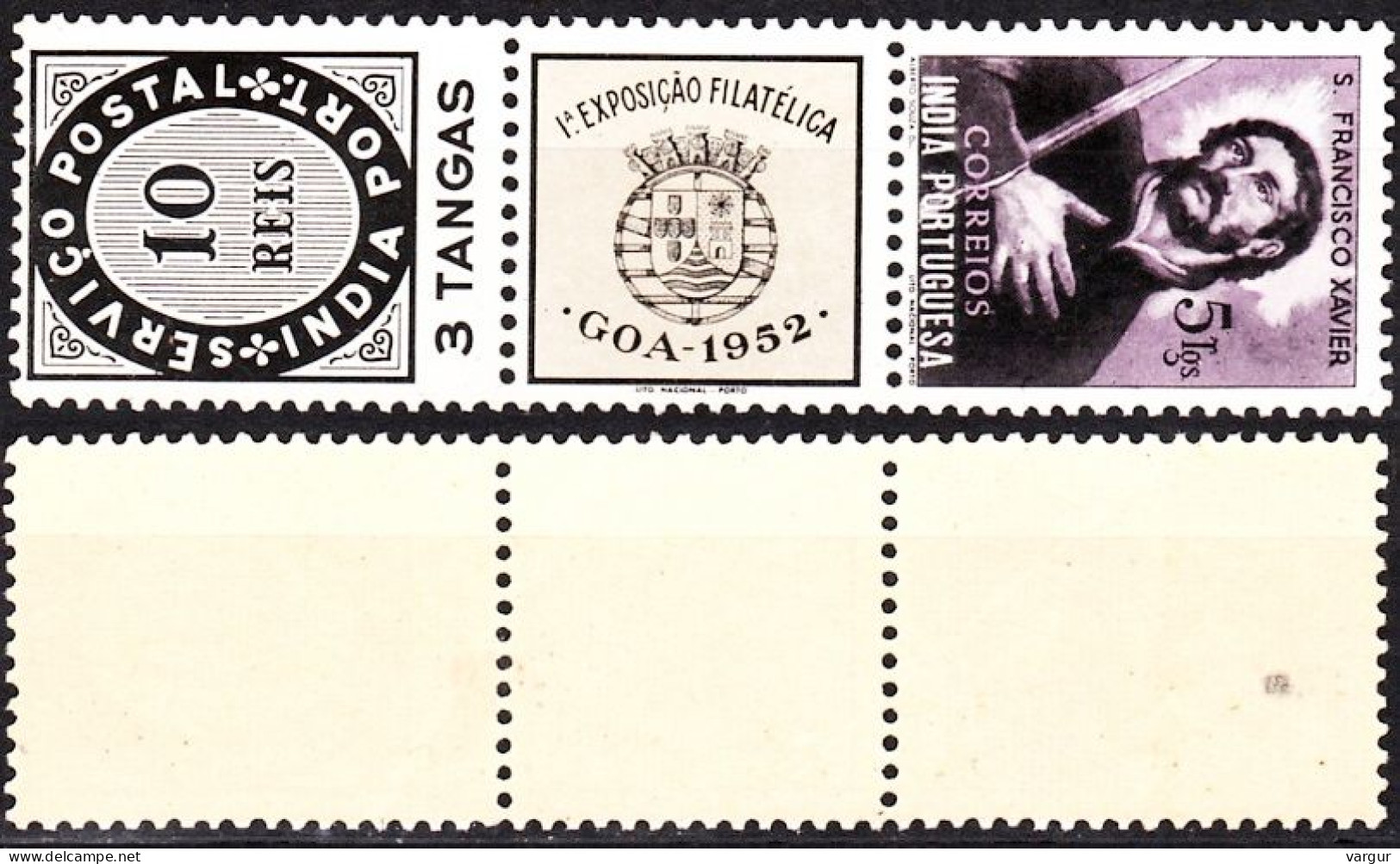 PORTUGUESE INDIA 1952 Stamp Exposition. Francisco Xavier, Stamp On Stamp, MNH - Portugees-Indië