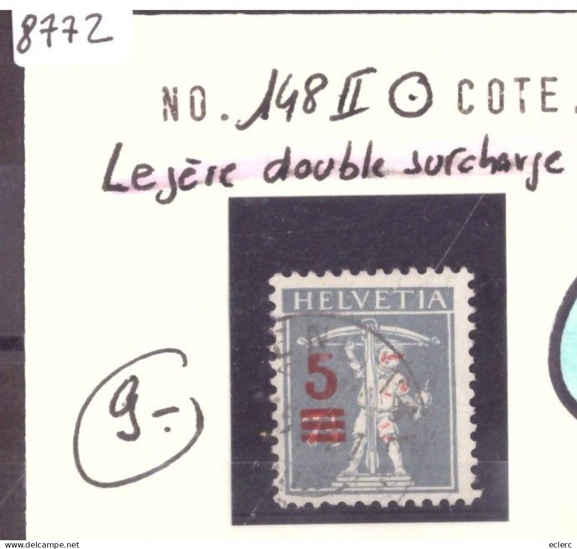 No 148 II OBLITERE ( LEGERE DOUBLE SURCHARGE ) - Plaatfouten